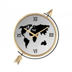 ΩΡΟΛΟΪ ΤΟΙΧΟΥ ΧΡΥΣΟ/ΜΑΥΡΟ ΣΤΡΟΓΓΥΛΟ ΜΕ ΚΑΘΡΕΦΤΗ ΠΥΞΙΔΑ - 42x55x3.5cm