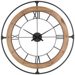 Ωρολοϊ Τοιχου Μαυρο Καφε Στρογγυλο Μεταλλικοι Λατινικοι Αριθμοι Φ76x4.5cm