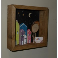 Επιτοίχιο διακοσμητικό σπιτάκια νύχτα 18x6x18εκ. ΕΙΔ182