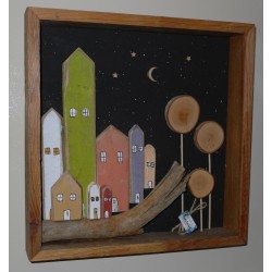 Επιτοίχιο διακοσμητικό σπιτάκια νύχτα 38x6x38εκ. ΕΙΔ295