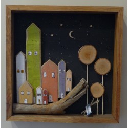 Επιτοίχιο διακοσμητικό σπιτάκια νύχτα 38x6x38εκ. ΕΙΔ295
