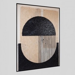 ΠΙΝΑΚΑΣ ΚΑΜΒΑΣ ΜΕ ΠΛΑΙΣΙΟ ΑΦΗΡΗΜΕΝΗ ΤΕΧΝΗ ΜΑΥΡΟΣ - ΜΠΕΖ 100x140cm