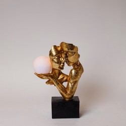 ΔΙΑΚΟΣΜΗΤΙΚΟ ΜΕ LED ΖΕΥΓΑΡΙ ΠΟΛΥΡΕΖΙΝ ΧΡΥΣΟ-ΜΑΥΡΟ 21x9.5x31.5cm