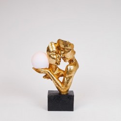 ΔΙΑΚΟΣΜΗΤΙΚΟ ΜΕ LED ΖΕΥΓΑΡΙ ΠΟΛΥΡΕΖΙΝ ΧΡΥΣΟ-ΜΑΥΡΟ 21x9.5x31.5cm