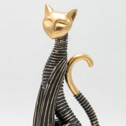 ΓΑΤΑ ΠΟΛΥΡΕΖΙΝ ΜΑΥΡΟ - ΧΡΥΣΟ 13x7.5x30.5cm