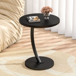 Βοηθητικό τραπεζάκι με ξύλινη επιφάνεια σε μαύρη απόχρωση και μαύρη μεταλλική βαση 40x30x60εκ 