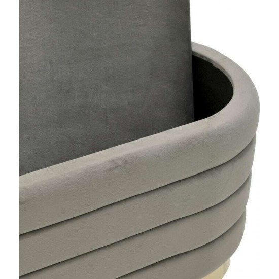 Inart velvet grey stool 3-50-512-0047 