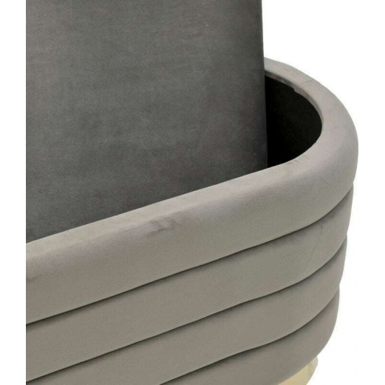 Inart velvet grey stool 3-50-512-0047 Inart velvet grey stool 3-50-512-0047