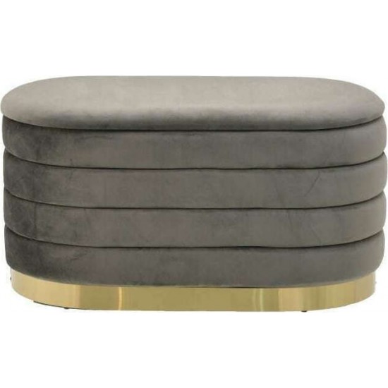 Inart velvet grey stool 3-50-512-0047 Inart velvet grey stool 3-50-512-0047