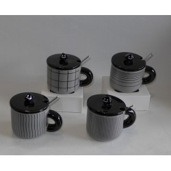 Etoile gray mug with black lid in 4 designs DF-459